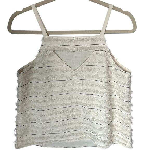Maeve Anthropologie Sz 6‎ Quinn Cream Fringe Textured Cami Tank Top Square Neck - Picture 3 of 12